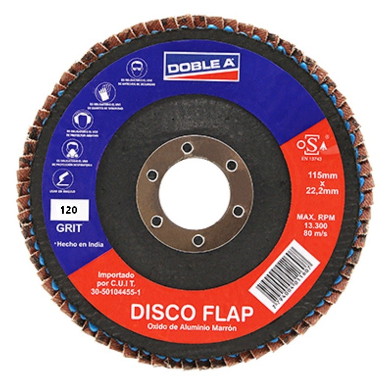 Disco tipo flap 115 óxido de aluminio grano 120 DobleA