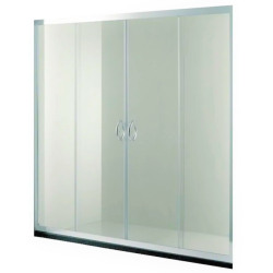 Mampara Gorena (2 fijas, 2 movil) - Cristal esfumado - Perfil aluminio blanco - 170x180cm - SC06170B