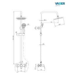 Grifería Vasser Iris - Monocomando ducha pared con barral