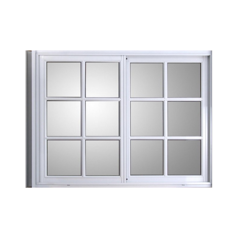 Ventana aluminio blanco vidrio repartido sin guia con vidrio 180cm x 200 cm