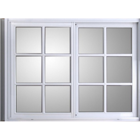 Ventana aluminio blanco vidrio repartido sin guia con vidrio 180cm x 200 cm