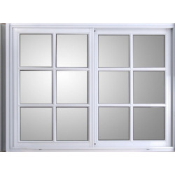 Ventana aluminio blanco vidrio repartido sin guia con vidrio 150cm x 110 cm