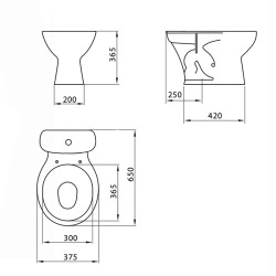 Combo Ferrum Andina - Inodoro largo + Asiento polipropileno + Depósito apoyo 4,5lts descarga dual + Bidet 3 orificios