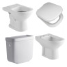 Combo Ferrum Bari - Inodoro corto + Asiento MDF Herr. PVC + Depósito a codo 6lts + Bidet 3 orificios