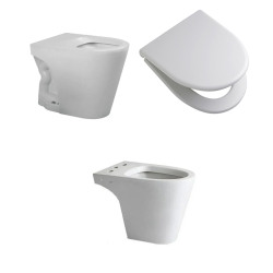 Combo Ferrum Marina - Inodoro corto + Asiento Urea Cierre Suave + Bidet 3 orificios