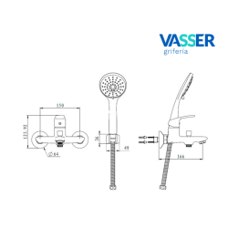 Grifería vasser kassia evolución - Monocomando bañera exterior con transferencia - Black