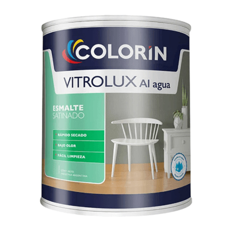 Colorin - Esmalte al agua satinado vitrolux blanco 1/2 litro